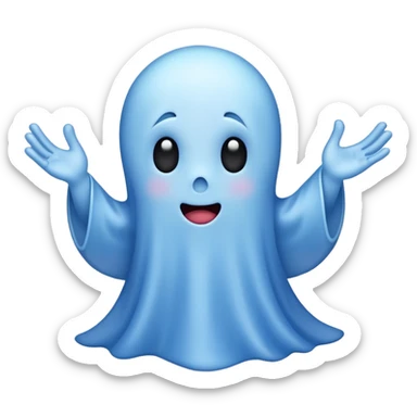 Cute blue ghost siéging heil sticker