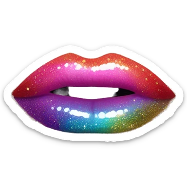 Rainbow ombre lip gloss with a lot of glitter sticker