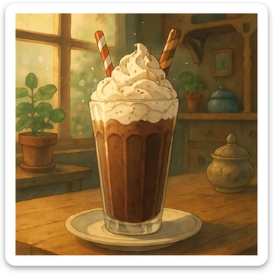 chocolate milkshake, soft lighting, whimsical details sticker