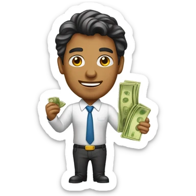 empresario con dinero alrededor sticker