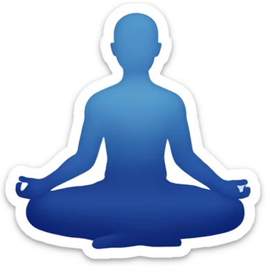 person meditating in gradient color from white to indigo blue sticker