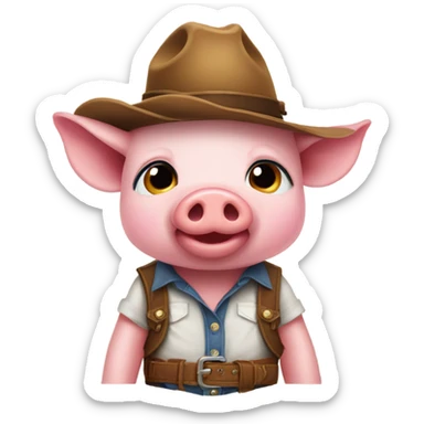 Pig wearing cow-boys hâte sticker
