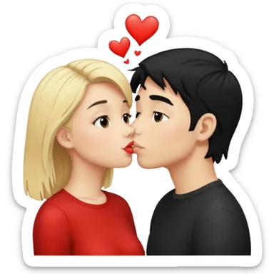 Blonde Girl and black hair boy kissing sticker