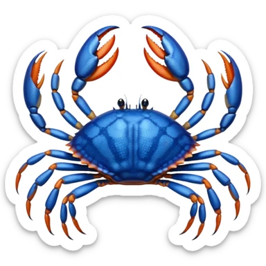A blue crab with eight legs and two pincers sticker