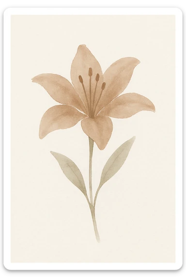 a brown lily flower, watercolor art, soft edges sticker