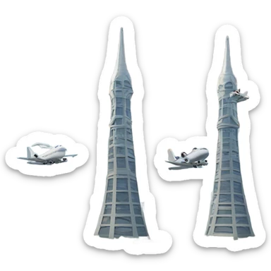 planes with two identical towers sticker