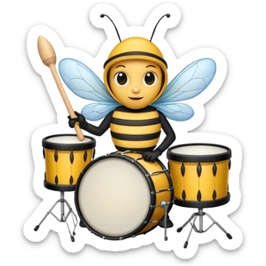 drum player bee sticker