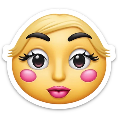 Standard emoji with large pink pout and thick eyelashes  sticker
