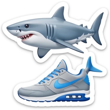 shark with two nike shoes on their feet’s sticker