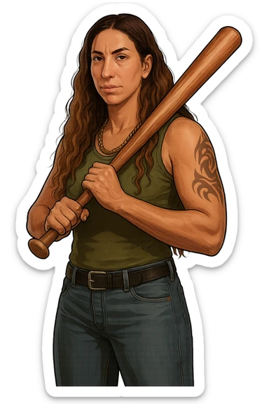 Create an image of CJ from GTA San Andreas in the GTA5 art style. The character should be holding a baseball bat and have a streetwise look. The character must resemble the person in the provided reference photos. The background should be removed (transparent). sticker