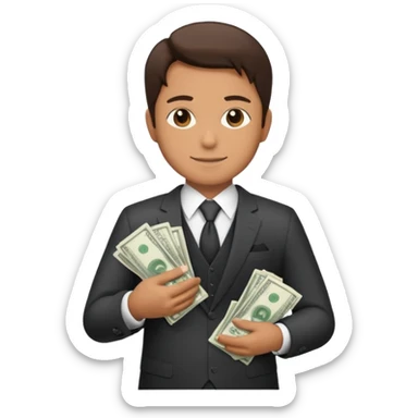 CEO with money in his hands donating to a hospital sticker