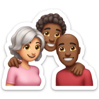 A trio of 3 friends wishing valentines day to each other. sticker