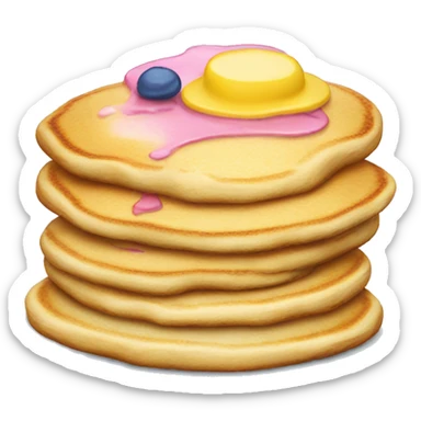 Pan cakes in blue, yellow, and pink stack   sticker