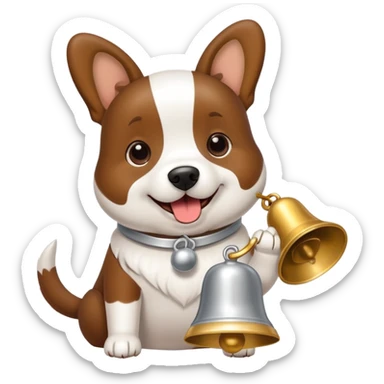 Doodle dog ringing bell sticker