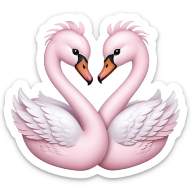 two light pink swans in a heart sticker