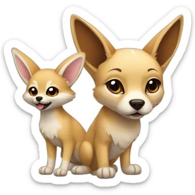 A fennec and a labrador  sticker