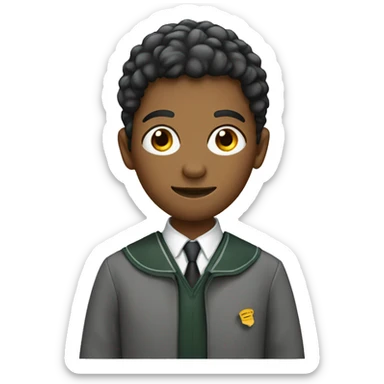 Teenager with umbrella and academic uniform sticker