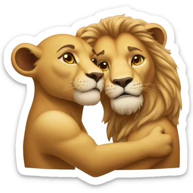 lioness and lion hugging sticker