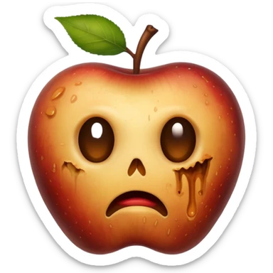 a disgusting, rotten apple sticker