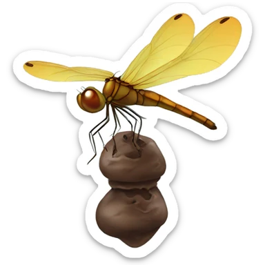 Dragonfly sitting on a poop sticker