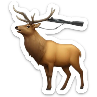 Elk with a rifle sticker
