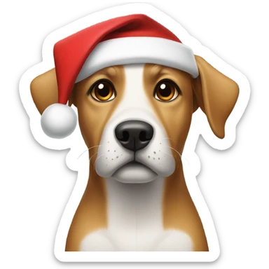 Dog wearing a Santa hat sticker
