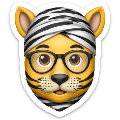 Nerd emoji with a zebra print bandana mask on sticker