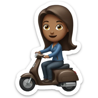 Blue eyes woman with chocolate hair on scooter sticker