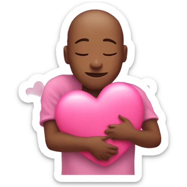 giving hug surrounded by pink hearts sticker