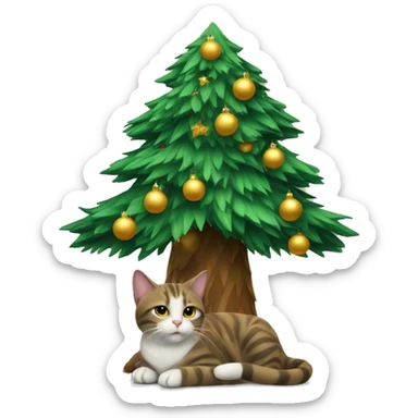 Cat in a christmastree sticker