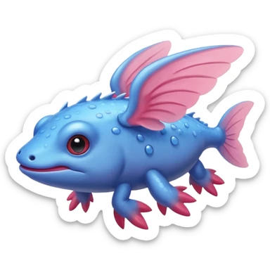 Axolotl blue fly sticker