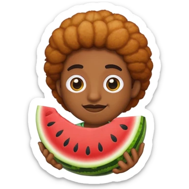 Black emoji with watermelon and fried chicken sticker