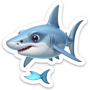 Cinematic Cute Hammerhead Shark Portrait Emoji, Head tilted playfully and inquisitively, with a charming, distinctive hammer-shaped head and wide, expressive eyes on either side, a sleek, smooth body accented by gentle fin curves, Simplified yet irresistibly adorable features, highly detailed, glowing with a soft, inviting ocean glow, high shine, affectionate and lively, stylized with a touch of whimsical marine charm, soft glowing outline, capturing the essence of a mischievous yet endearing hammerhead that seems as if it could swim out of the screen into your heart! sticker