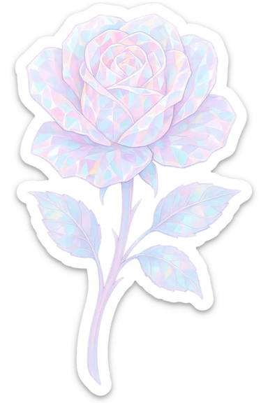 girly Opal crystal rose flower, remove background sticker