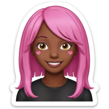 Black girl with long pink wig sticker