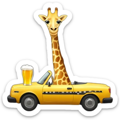 giraffe with beer in a taxi sticker