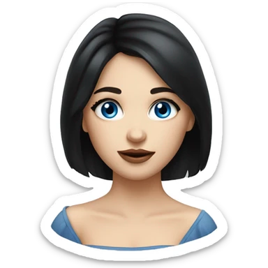 A girl with fair skin, black hair, big lips, blue eyes, a very beautiful girl, a hot girl, a Russian girl sticker