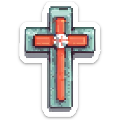 first aid cross with a retro gaming aesthetic sticker