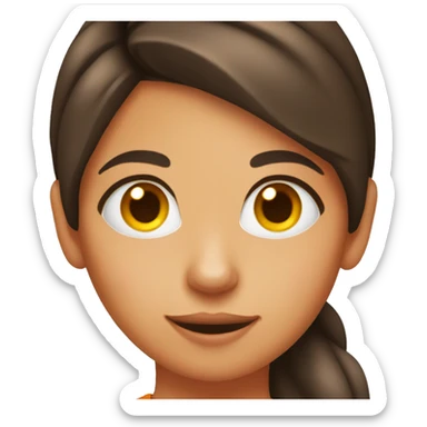 pretty brunette woman holding orange cat sticker