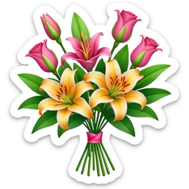 lillies and roses bouquet  sticker