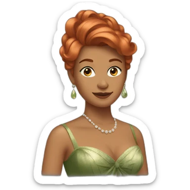 woman with copper hair in a ball gown sticker