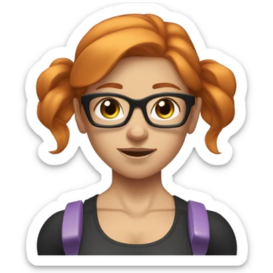 Ginger hair girl with eyeglasses and aesthetic gym outfit lifting weights  sticker