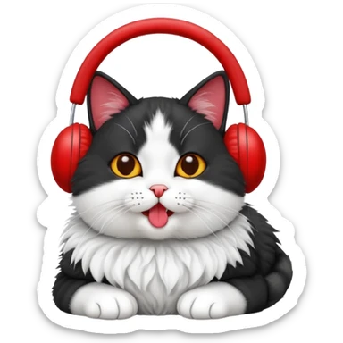 Cat licking earmuffs sticker