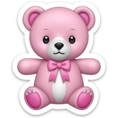 Oso de peluche blanco Adorable con un lazo rosa sticker