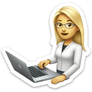 blonde female software engineer using Macbook sticker
