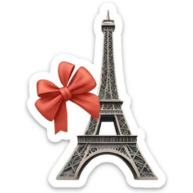 eiffel tower with a bow sticker