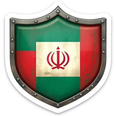 rectangular shield with the flag of Iran 1980 sticker