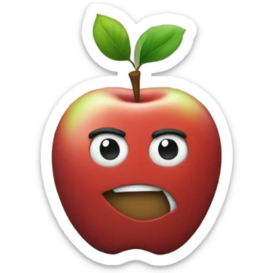 A red and green apple put together in one sticker