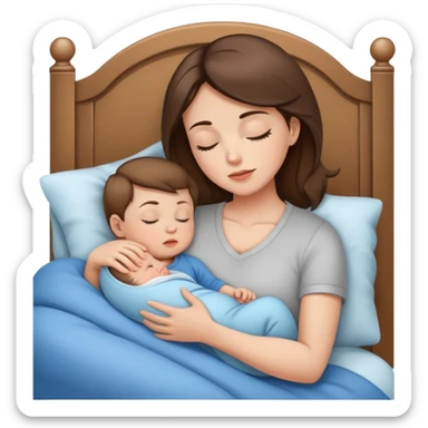 Light brunette fit mom forcing baby boy go to sleep sticker