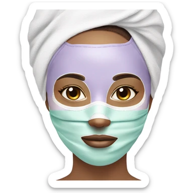Lady with pastel Purple face mask spa beauty full face relaxing sticker